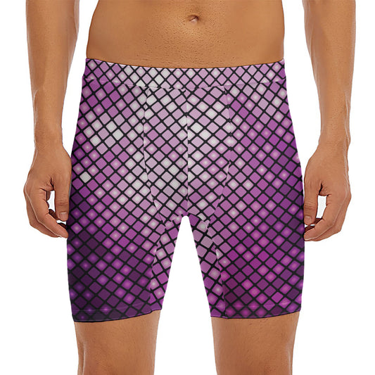 Purple Disco Lights Pattern Print Men's Long Boxer Briefs