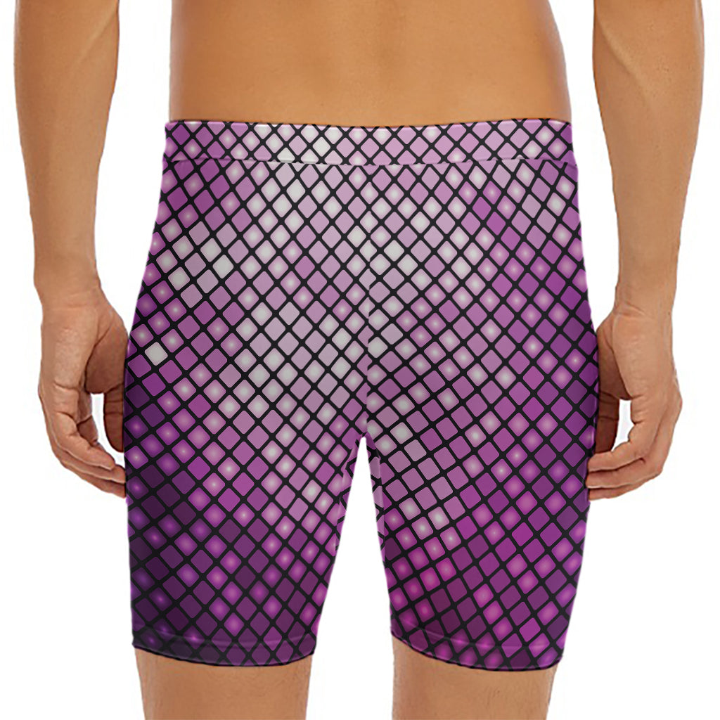 Purple Disco Lights Pattern Print Men's Long Boxer Briefs
