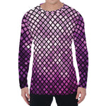 Purple Disco Lights Pattern Print Men's Long Sleeve T-Shirt