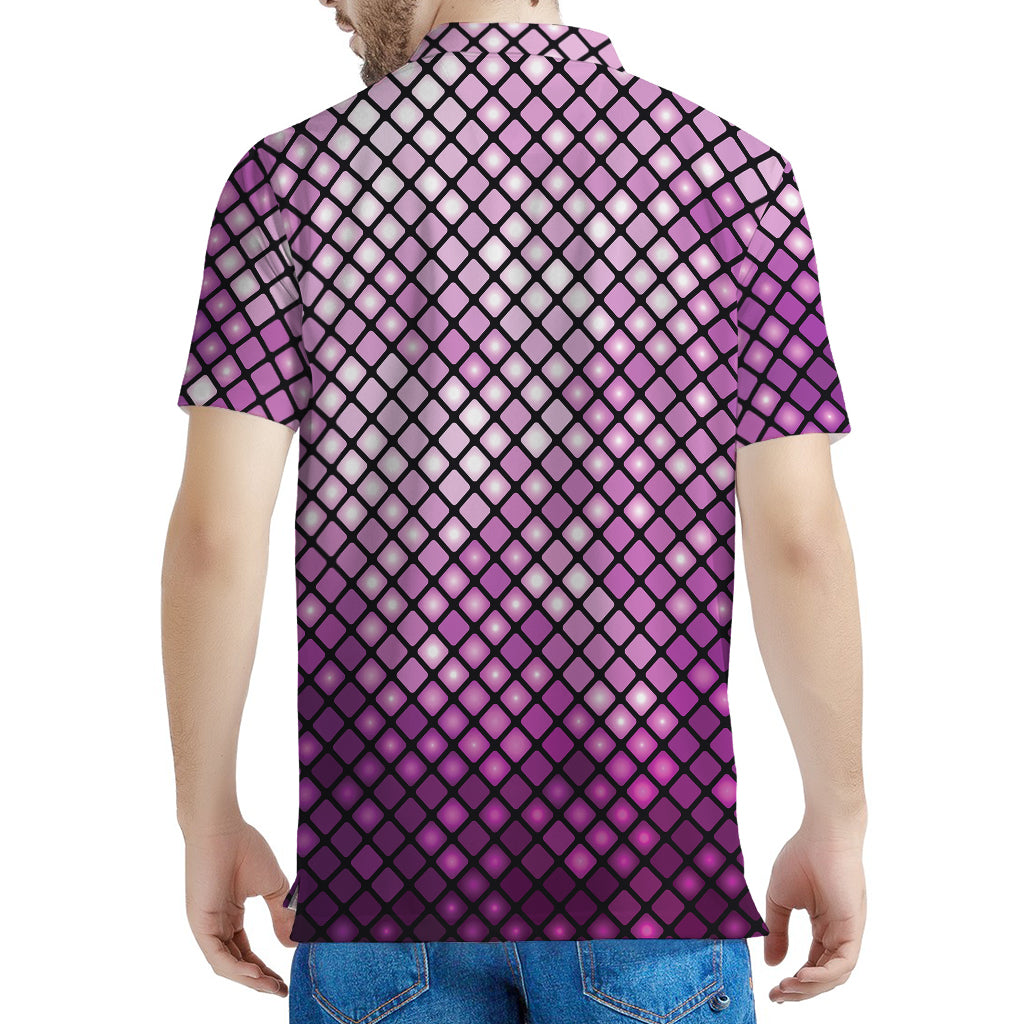 Purple Disco Lights Pattern Print Men's Polo Shirt