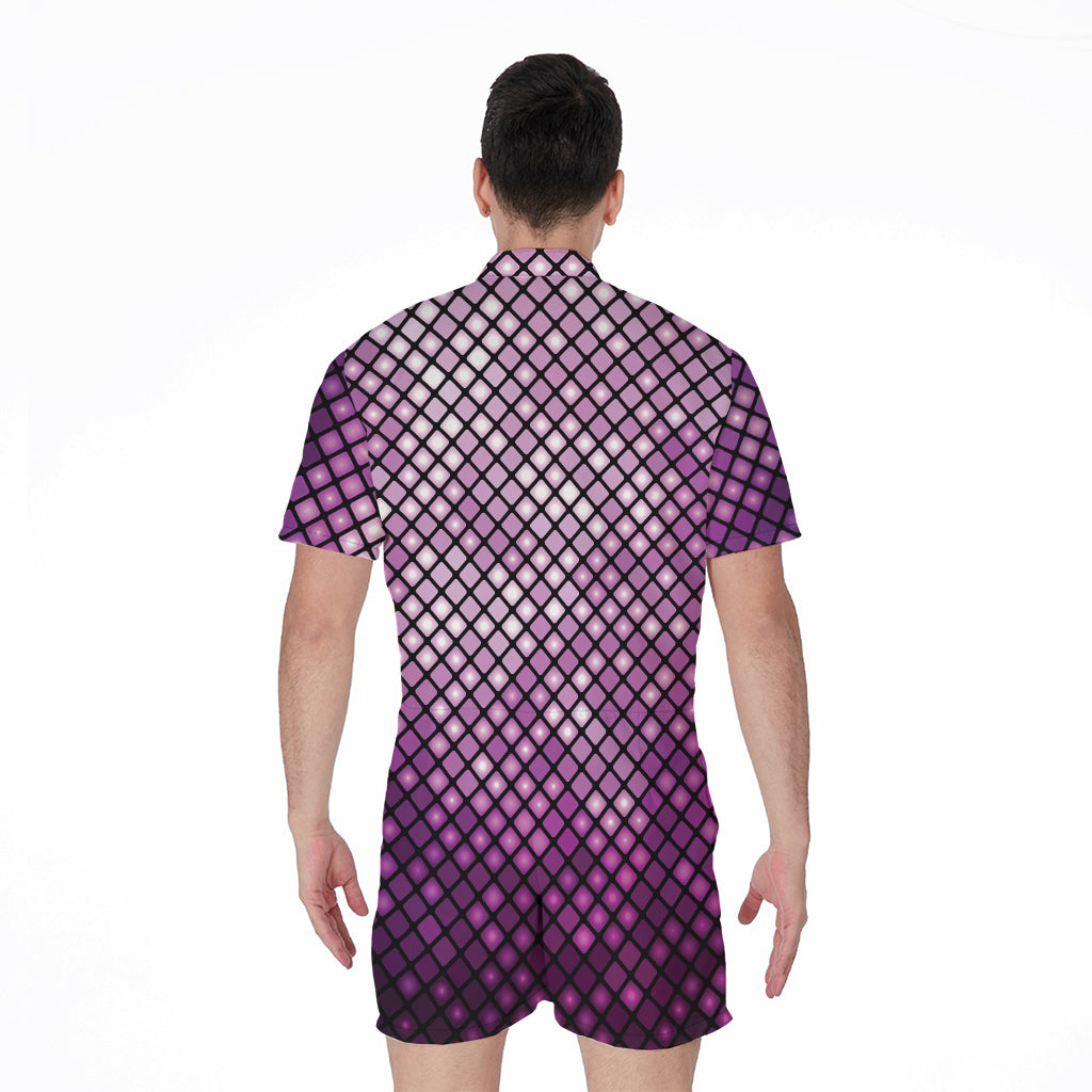 Purple Disco Lights Pattern Print Men's Rompers