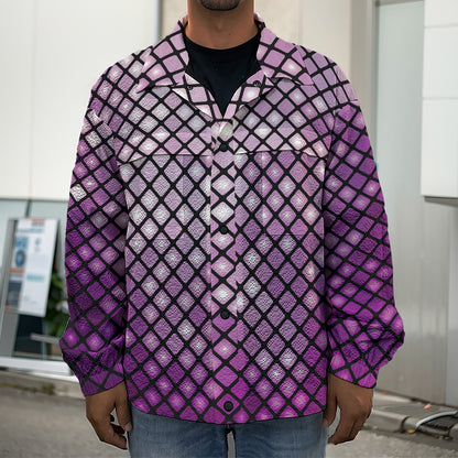Purple Disco Lights Pattern Print Men's Shirt Jacket