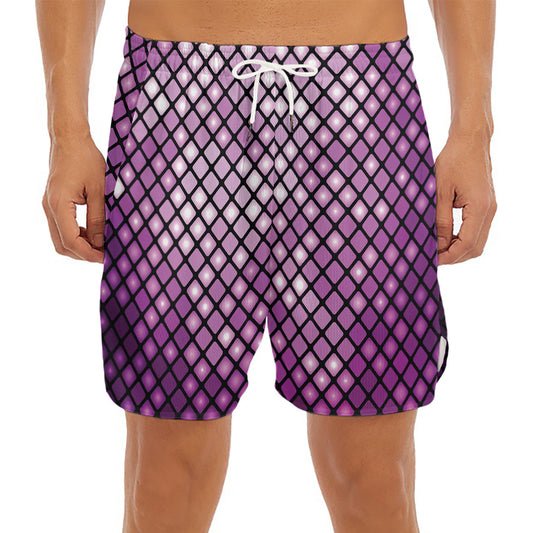 Purple Disco Lights Pattern Print Men's Split Running Shorts