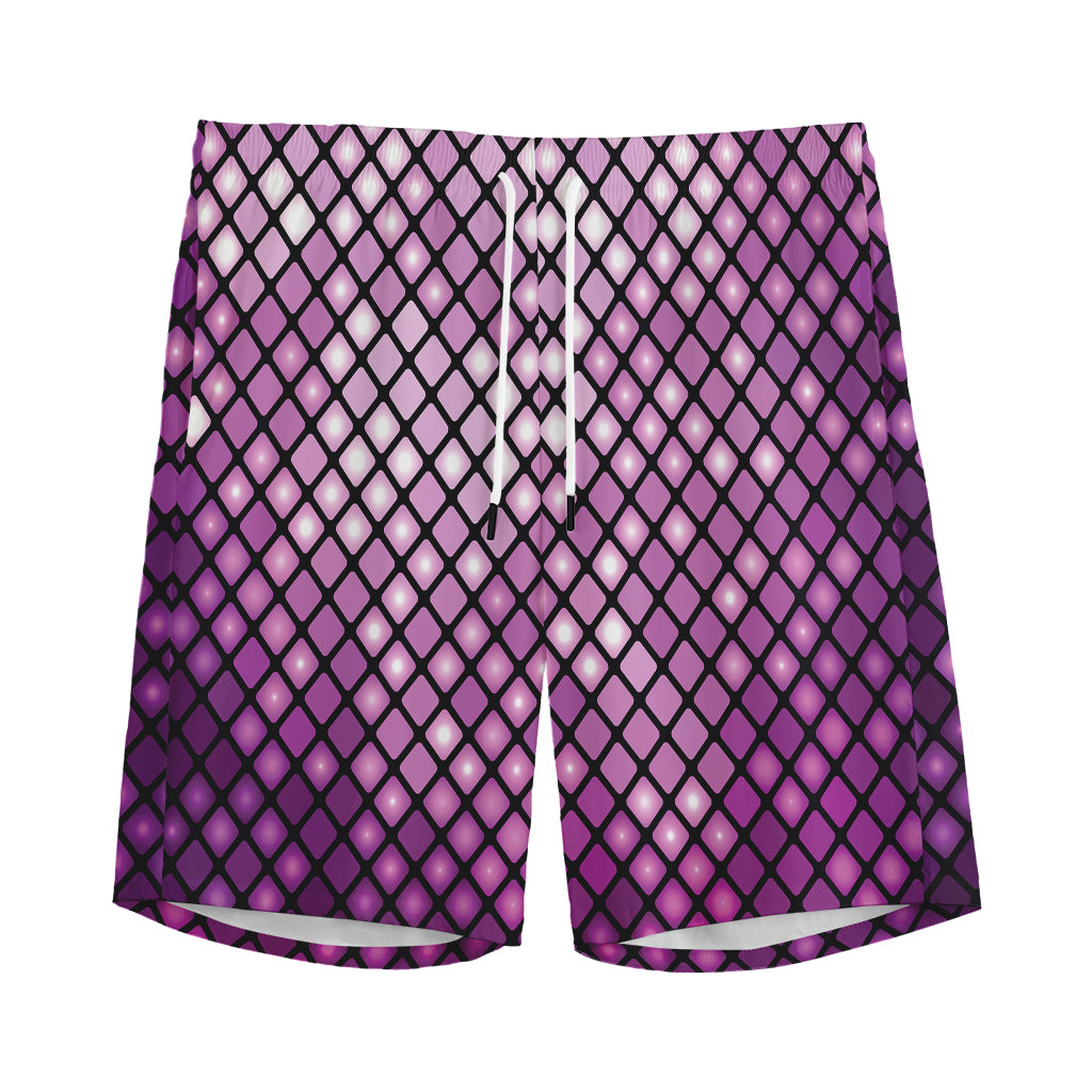 Purple Disco Lights Pattern Print Men's Sports Shorts