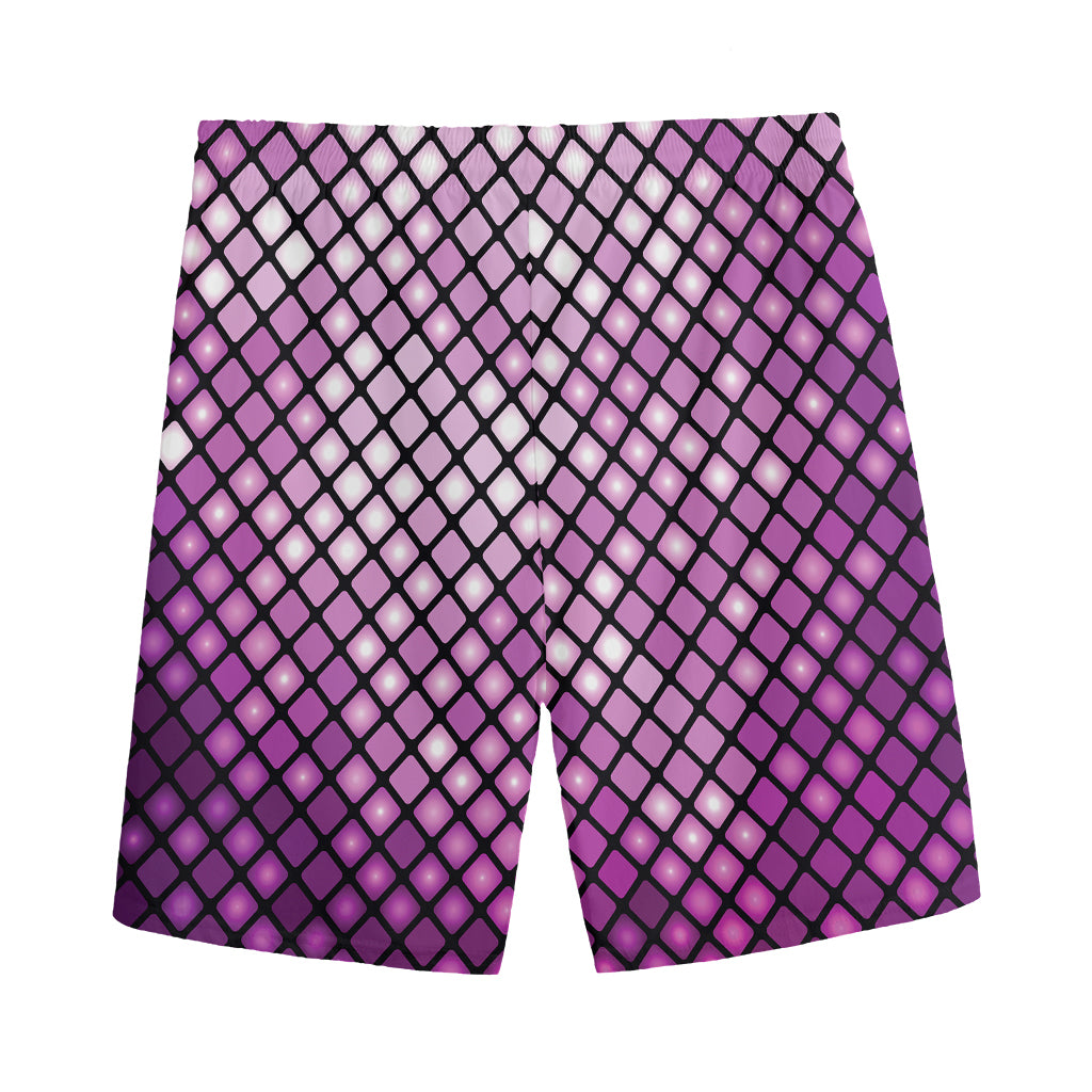 Purple Disco Lights Pattern Print Men's Sports Shorts