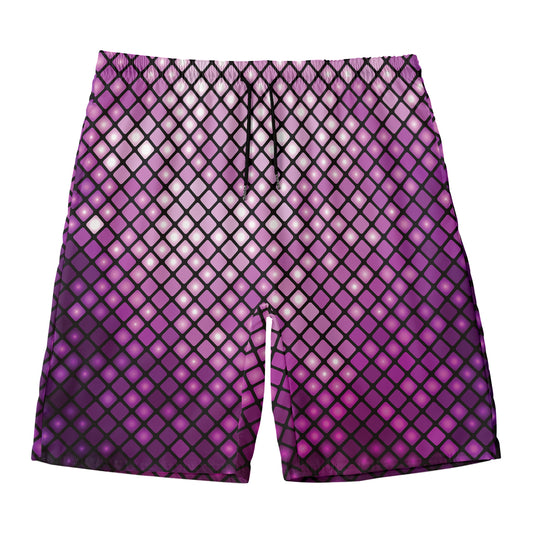 Purple Disco Lights Pattern Print Men's Swim Trunks