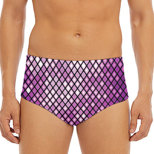 Purple Disco Lights Pattern Print Men's Triangle Swim Briefs