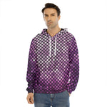 Purple Disco Lights Pattern Print Men's Velvet Pullover Hoodie