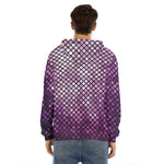 Purple Disco Lights Pattern Print Men's Velvet Pullover Hoodie