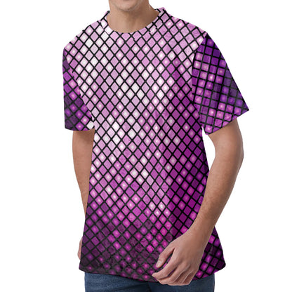 Purple Disco Lights Pattern Print Men's Velvet T-Shirt