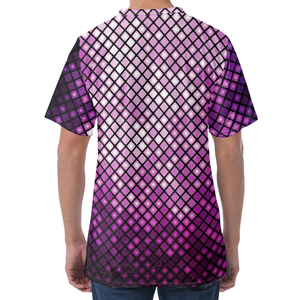 Purple Disco Lights Pattern Print Men's Velvet T-Shirt
