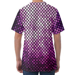 Purple Disco Lights Pattern Print Men's Velvet T-Shirt