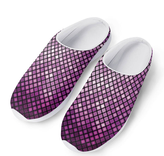 Purple Disco Lights Pattern Print Mesh Casual Shoes