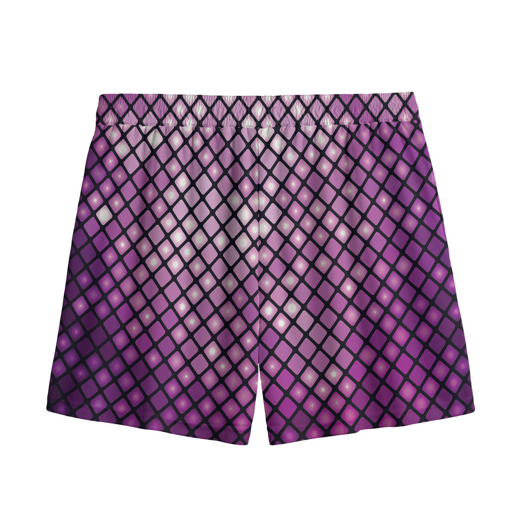 Purple Disco Lights Pattern Print Mesh Shorts