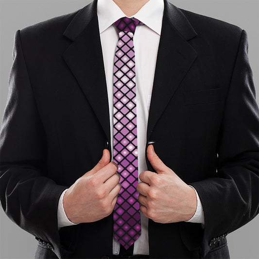 Purple Disco Lights Pattern Print Necktie