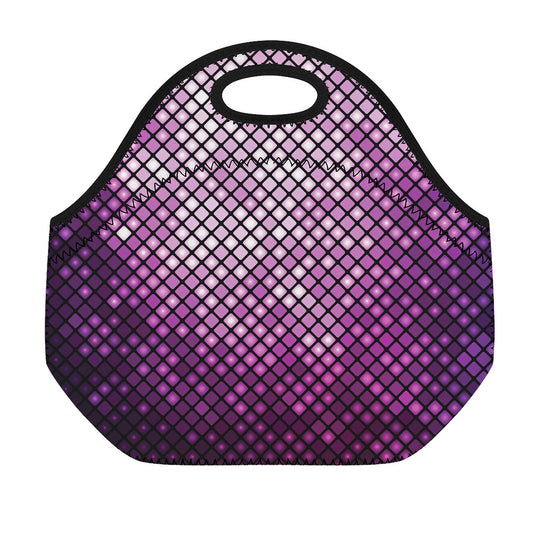 Purple Disco Lights Pattern Print Neoprene Lunch Bag