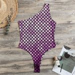 Purple Disco Lights Pattern Print One Shoulder Bodysuit