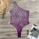 Purple Disco Lights Pattern Print One Shoulder Bodysuit