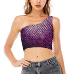 Purple Disco Lights Pattern Print One Shoulder Crop Top