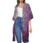 Purple Disco Lights Pattern Print Open Front Beach Cover Up