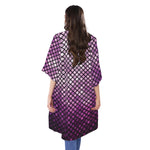 Purple Disco Lights Pattern Print Open Front Beach Cover Up