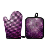 Purple Disco Lights Pattern Print Oven Mitt And Pot Holder Set