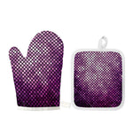 Purple Disco Lights Pattern Print Oven Mitt And Pot Holder Set