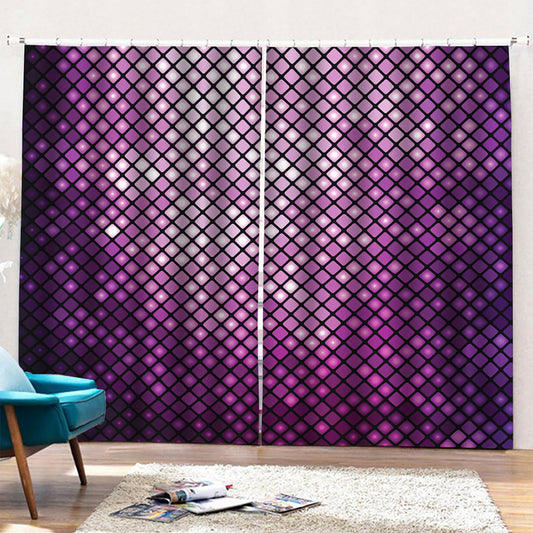 Purple Disco Lights Pattern Print Pencil Pleat Curtains