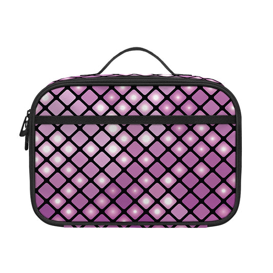 Purple Disco Lights Pattern Print Portable Lunch Bag
