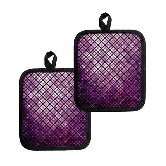 Purple Disco Lights Pattern Print Pot Holders