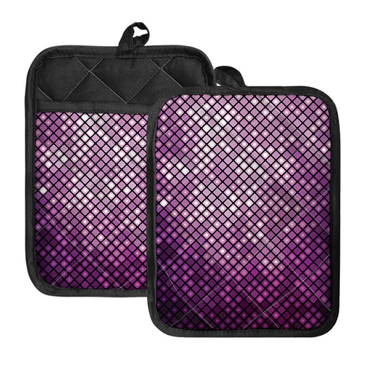 Purple Disco Lights Pattern Print Pot Holders With Pocket