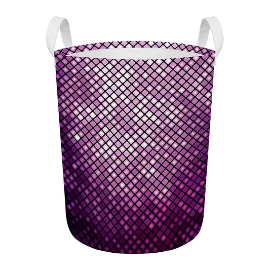 Purple Disco Lights Pattern Print Round Laundry Basket