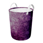 Purple Disco Lights Pattern Print Round Laundry Basket