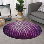 Purple Disco Lights Pattern Print Round Rug