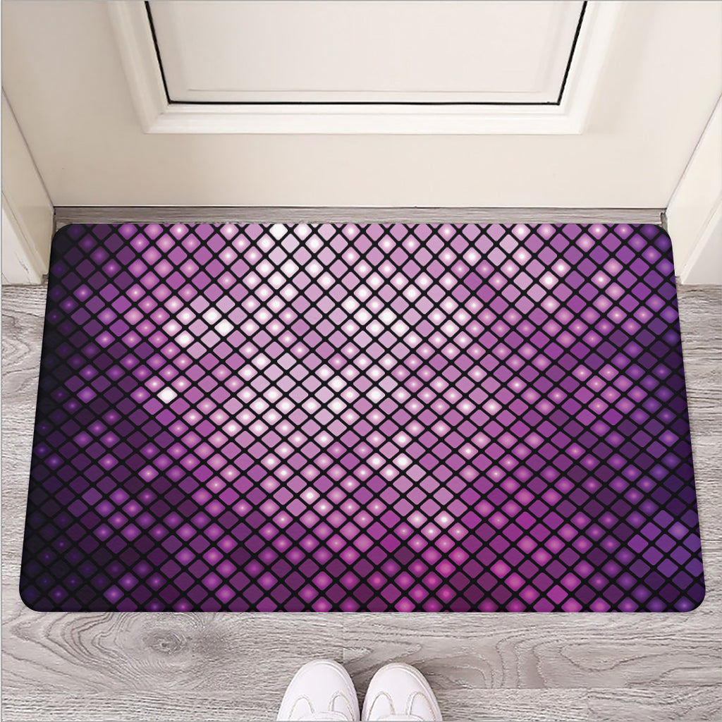 Purple Disco Lights Pattern Print Rubber Doormat