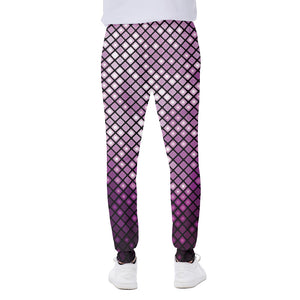 Purple Disco Lights Pattern Print Scuba Joggers