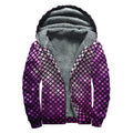 Purple Disco Lights Pattern Print Sherpa Lined Zip Up Hoodie