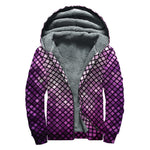 Purple Disco Lights Pattern Print Sherpa Lined Zip Up Hoodie