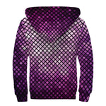 Purple Disco Lights Pattern Print Sherpa Lined Zip Up Hoodie
