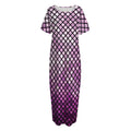 Purple Disco Lights Pattern Print Short Sleeve Long Nightdress