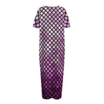 Purple Disco Lights Pattern Print Short Sleeve Long Nightdress