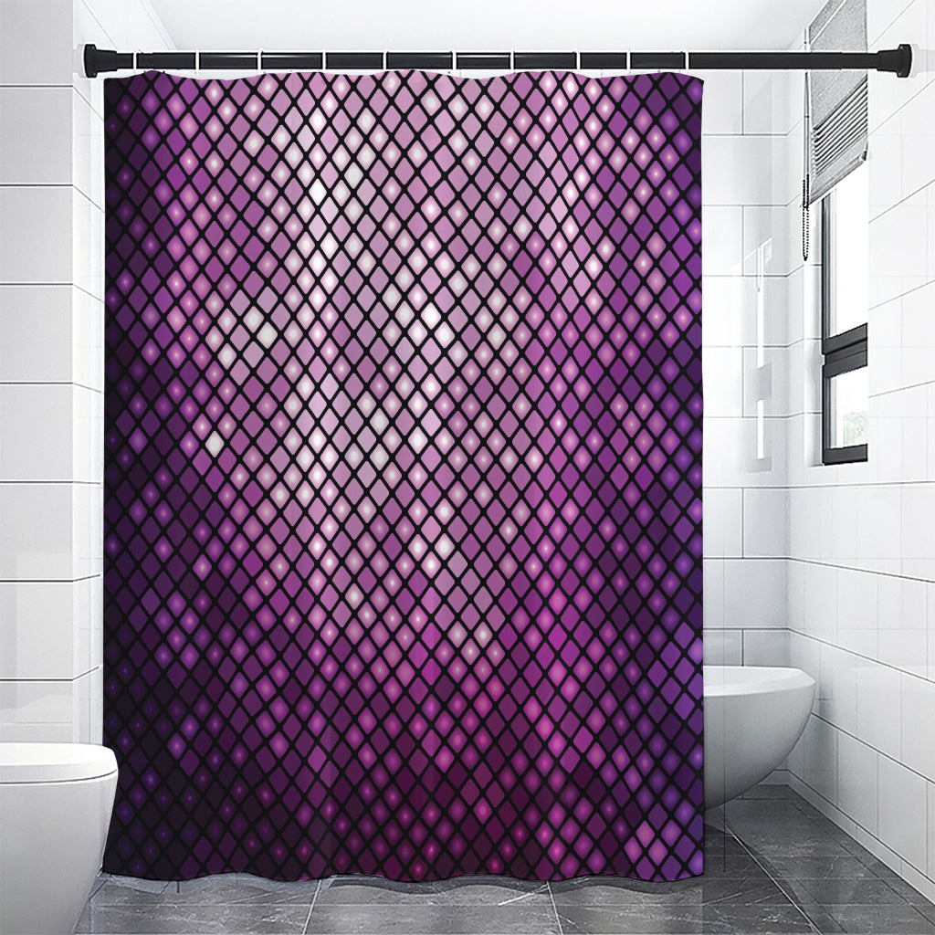 Purple Disco Lights Pattern Print Shower Curtain