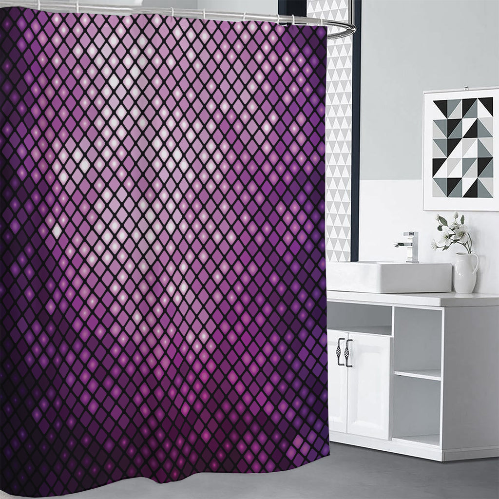 Purple Disco Lights Pattern Print Shower Curtain