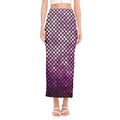 Purple Disco Lights Pattern Print Side Slit Maxi Skirt