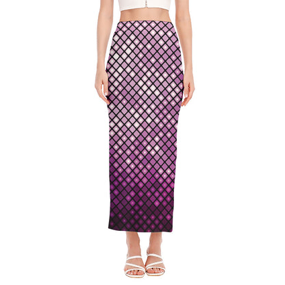 Purple Disco Lights Pattern Print Side Slit Maxi Skirt
