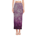 Purple Disco Lights Pattern Print Side Slit Maxi Skirt