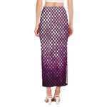 Purple Disco Lights Pattern Print Side Slit Maxi Skirt