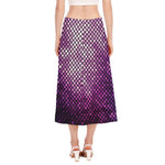 Purple Disco Lights Pattern Print Side Slit Midi Skirt