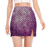Purple Disco Lights Pattern Print Side Slit Mini Skirt