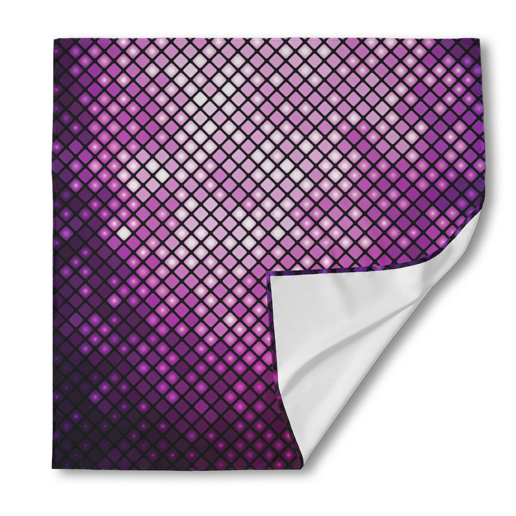 Purple Disco Lights Pattern Print Silk Bandana